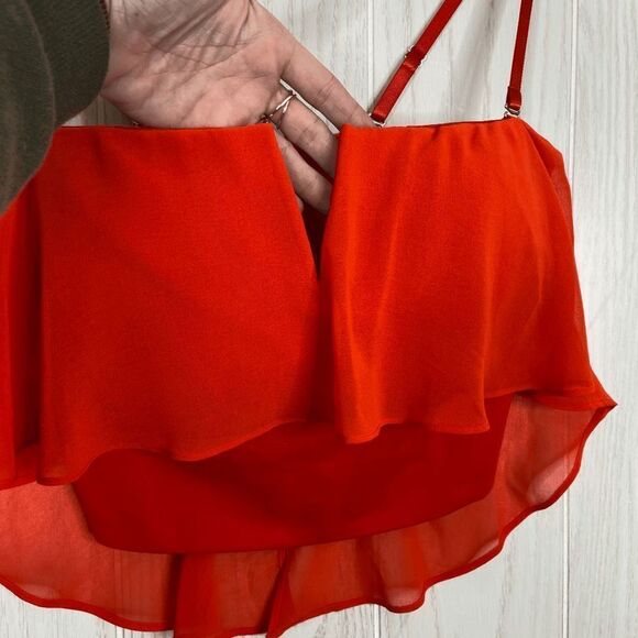 Bebe Women's Chiffon Sleeveless Overlay Crop Top Red Size Small - Picture 4 of 6